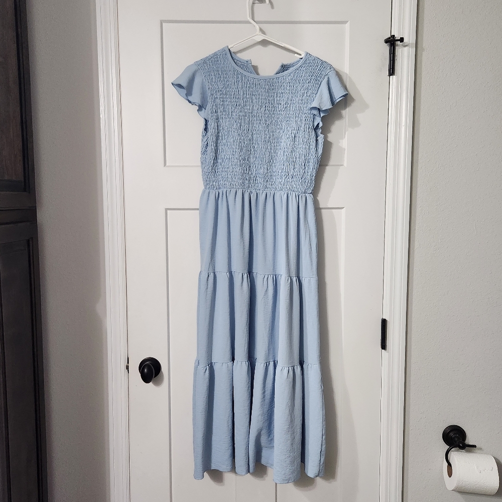 Baby blue smocked maxi dress